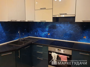 Кухонный фартук на основе ABS пластика, сложный полноцветный рисунок Просторы космоса