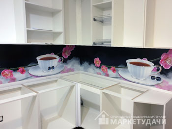 Кухонный фартук на основе ABS пластика с рисунком Чайная орхидея