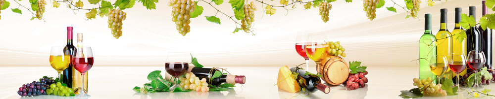 Кухонный фартук "Вино и виноград", ABS-пластик