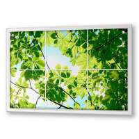 Кухонный экран из стекла "Листья каштана (окно)" (900*600*4мм)