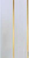 Панель ПВХ белая двухсекционная, полоса золото; 240*3000*8 мм.