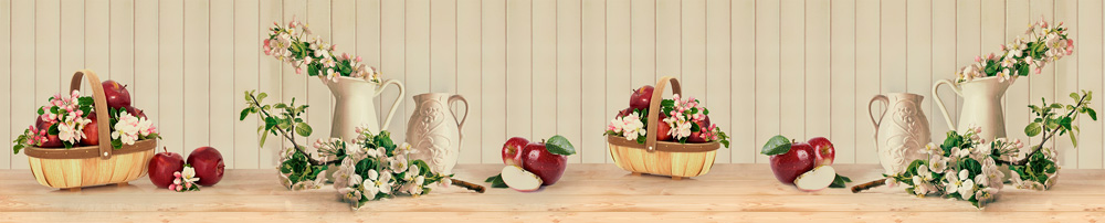 Кухонный фартук "Натюрморт с яблоками", ABS-пластик