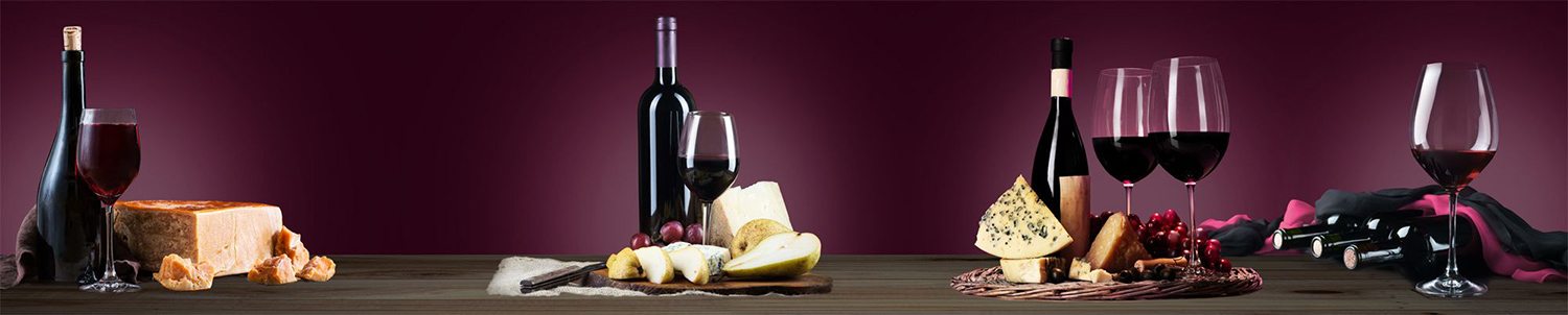 Кухонный фартук "Вино и сыр", ABS-пластик