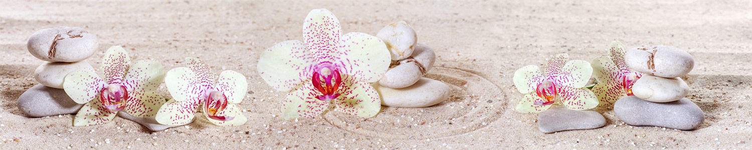Кухонный фартук "Орхидеи на песке", ABS-пластик