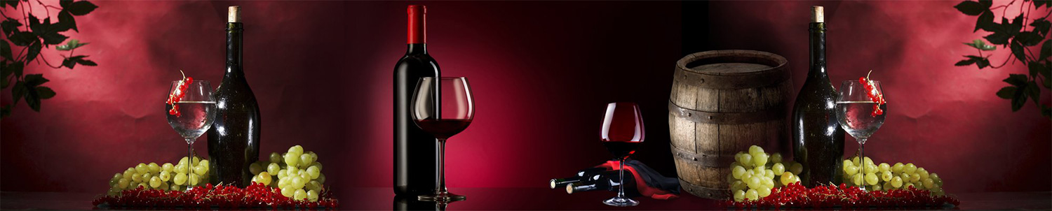 Кухонный фартук "Вино на красном", ABS-пластик