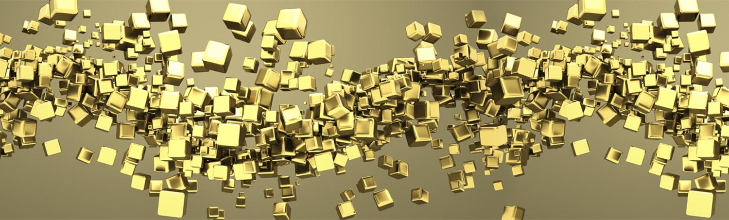 Кухонный фартук "Золотые кубики", полимерное стекло; 2000*600*3мм.