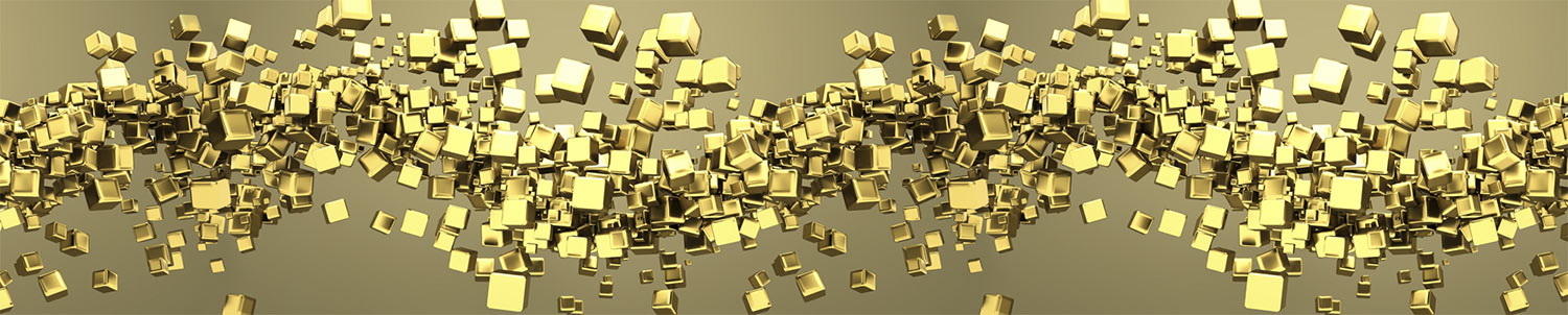 Кухонный фартук "Золотые кубики", полимерное стекло; 3000*600*3мм.