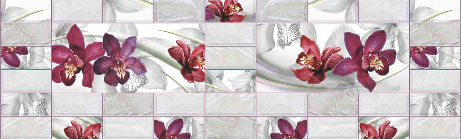 Кухонный фартук "Орхидеи" (кабанчик), полимерное стекло; 2000*600*3мм.
