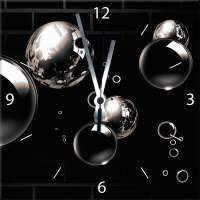 Часы стеклянные "Черные пузыри" (квадратные) 300*300*4 мм.