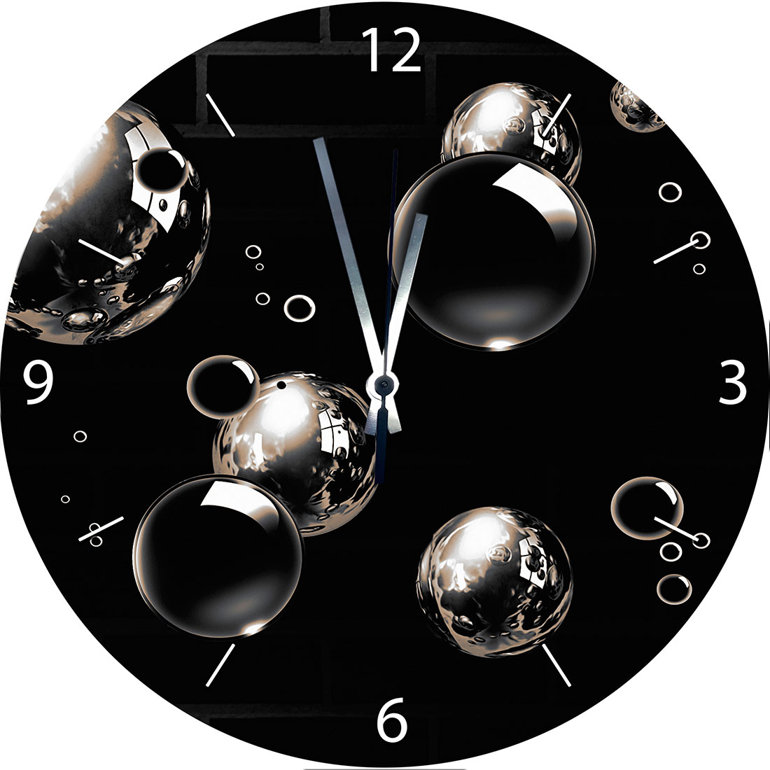 Часы стеклянные "Черные пузыри" (круглые) 300*300*4 мм.