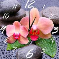 Часы стеклянные "Орхидеи после дождя" (квадратные) 300*300*4 мм.