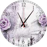 Часы стеклянные "Город романтики" (круглые) 300*300*4 мм.