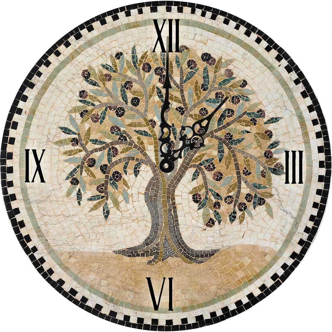 Часы стеклянные "Античное дерево" (круглые) 300*300*4 мм.