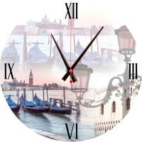Часы стеклянные "Каникулы в Венеции" (круглые) 300*300*4 мм.