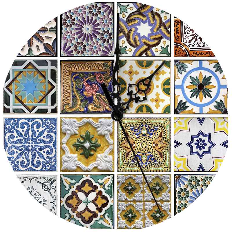 Часы стеклянные "Марокканская плитка" (круглые) 300*300*4 мм.