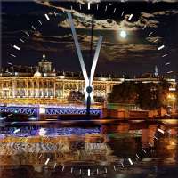 Часы стеклянные "Ночной Санкт-Петербург" (квадратные) 300*300*4 мм.