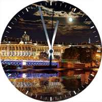 Часы стеклянные "Ночной Санкт-Петербург" (круглые) 300*300*4 мм.