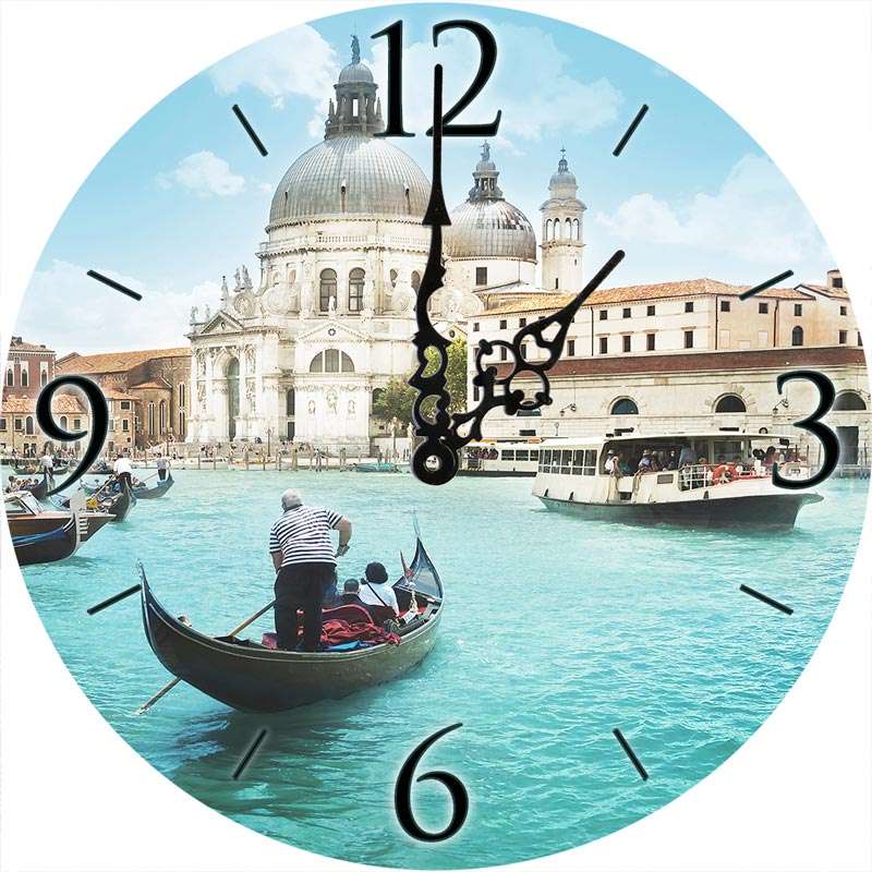 Часы стеклянные "Утренняя Венеция" (круглые) 300*300*4 мм.